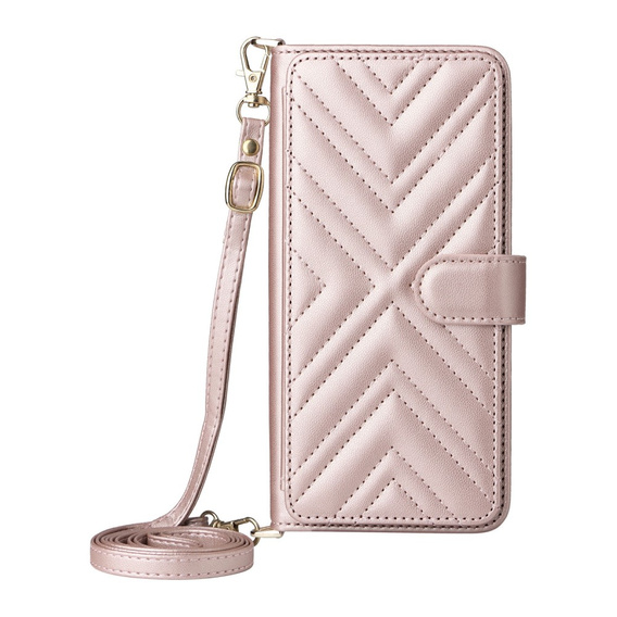 Carcasă cu clapetă pentru Xiaomi Redmi A5, Crossbody Leather Wallet, roz