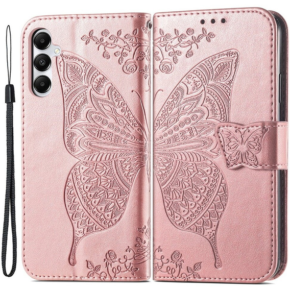 Cu clapetă pentru Samsung Galaxy A05s, Butterfly, violet