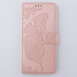 Cu clapetă pentru Motorola Moto G54 5G, Butterfly, roz rose gold