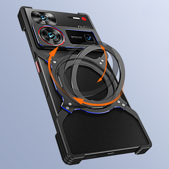 Carcasă pentru ZTE nubia Z60 Ultra, Kickstand Bumper, cu capac pentru obiectiv, pentru MagSafe, negru / roșu