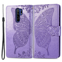 Cu clapetă pentru Xiaomi Redmi 9, Butterfly, violet