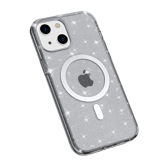 Husă pentru iPhone 14 Plus, Glittery, pentru MagSafe, negru