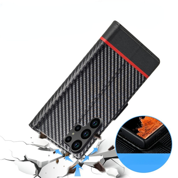 Carcasă cu clapetă pentru Samsung Galaxy S25 Ultra, Carbon LC.IMEEKE, negru