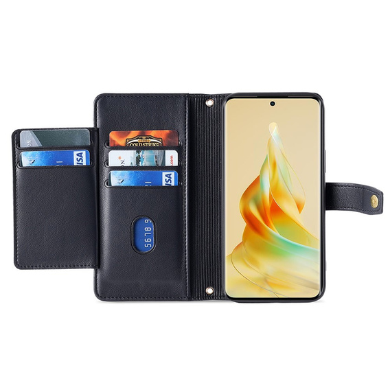 Cu clapetă pentru Oppo Reno8 T 4G, Wallet Zipper Pocket, negru