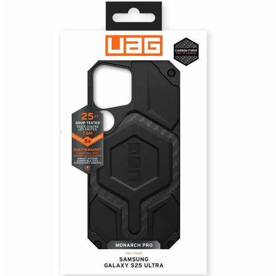 Carcasă Urban Armor Gear pentru Galaxy S25 Ultra, Monarch Pro MagSafe, carbon negru