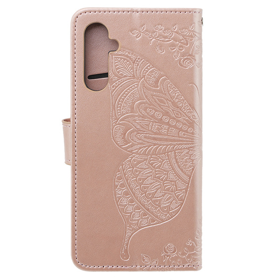 Cu clapetă pentru Samsung Galaxy M34 5G, Butterfly, roz rose gold