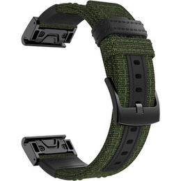 Pasek Canvas+Leather do Garmin Fenix 5/6/7 Pro Forerunner 935/945/955, Zielony