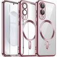 Husă pentru Samsung Galaxy S25 Edge, Electro MagSafe, roz rose gold + Sticlă pentru ecran