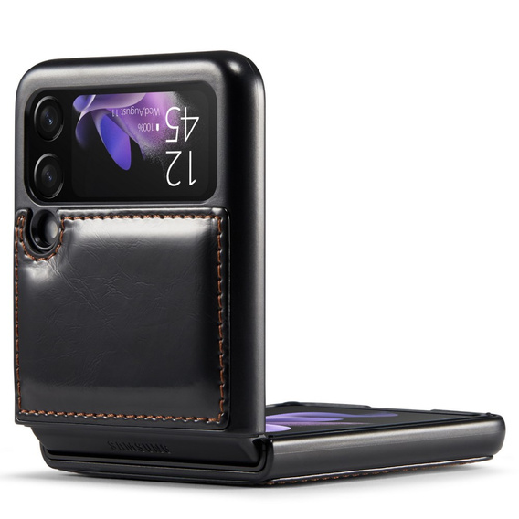 Carcasă flip CASEME pentru Samsung Galaxy Z Flip 3, Waxy Textured, negru