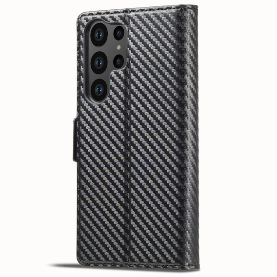 Carcasă cu clapetă pentru Samsung Galaxy S25 Ultra, Carbon LC.IMEEKE, negru