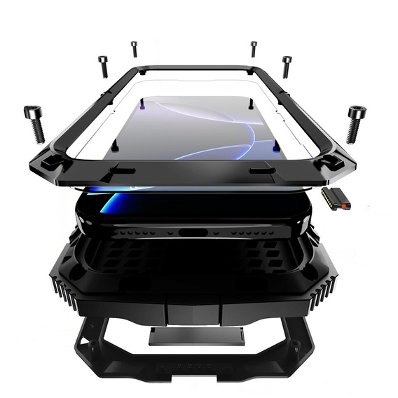 Husă R-JUST cu suport și sticlă încorporată pentru iPhone 17 Pro