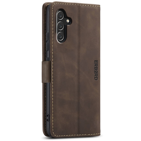 Husă pentru Samsung Galaxy A14 4G/5G, ERBORD Vintage, portofel cu clapetă, cafea