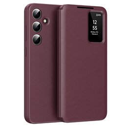 Husă cu clapetă pentru Samsung Galaxy S24 FE, Smart View Wallet, maroon