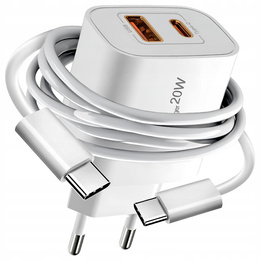 Încărcător de rețea XO CE12, USB-C, 20W + cablu USB-C - Lightning, alb