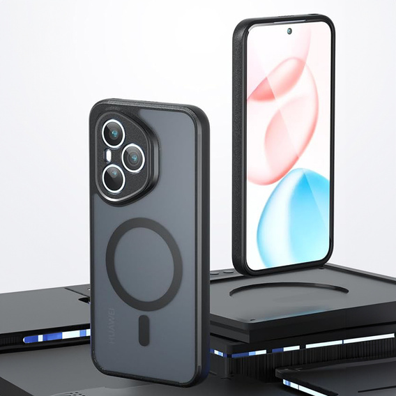 Husă pentru Honor 400 Pro 5G, pentru MagSafe, ERBORD Matt Case, negru + sticlă pentru ecran