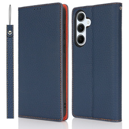 Cu clapetă pentru Samsung Galaxy S25+ Plus, Litchi Skin Grain, albastru închis