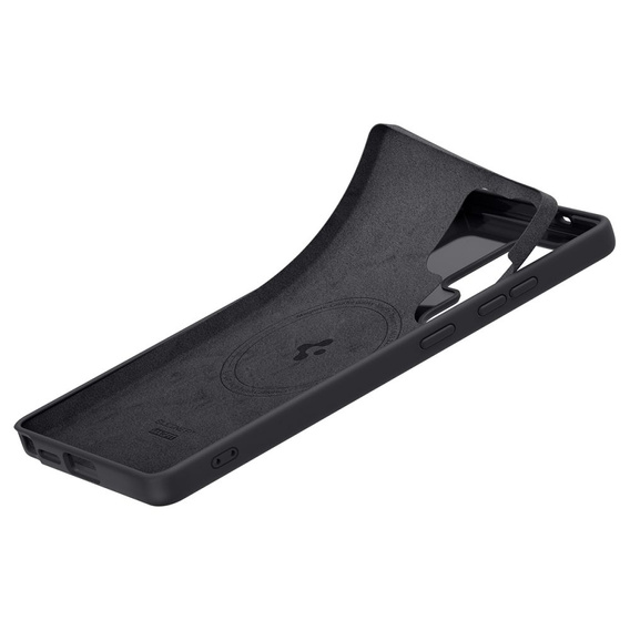 Carcasă Spigen pentru Samsung Galaxy S25 Ultra, Silicone Fit Mag, negru + sticlă călită