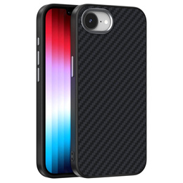 Carcasa ABEEL pentru iPhone 16e, Carbon Fiber, pentru MagSafe, negru