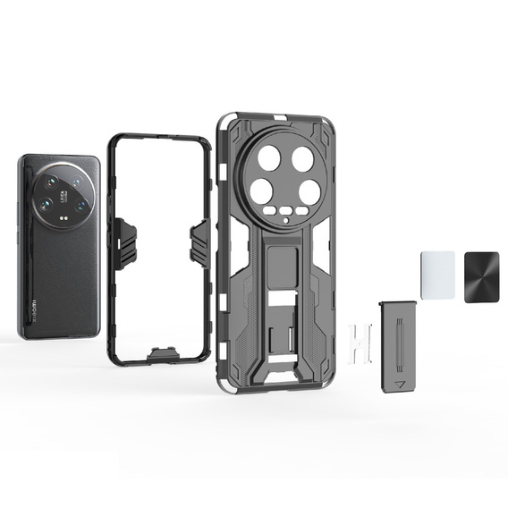 Husa pentru Xiaomi 14 Ultra, Military kickstand, negru