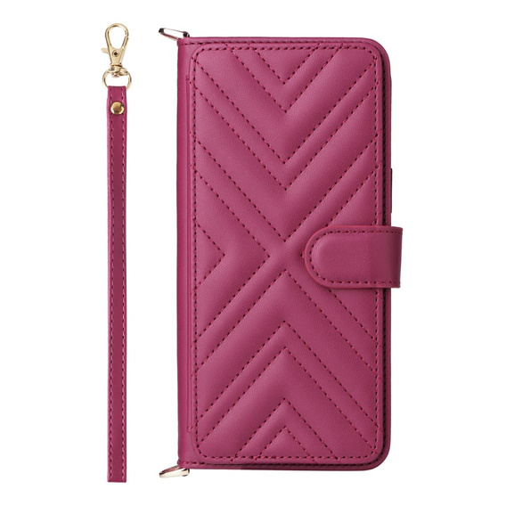 Carcasă cu clapetă pentru Xiaomi Redmi A5, Crossbody Leather Wallet, maroon