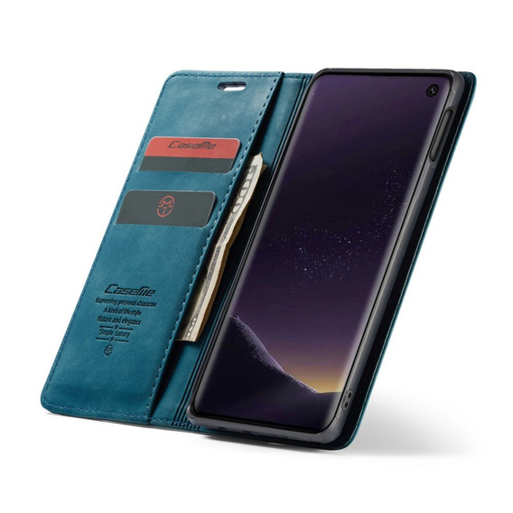 Husa CASEME pentru Samsung Galaxy S10E, Leather Wallet Case, albastru