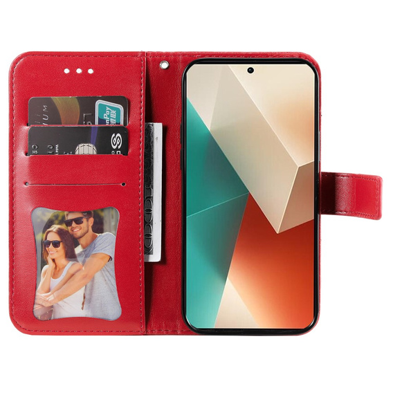 Cu clapetă pentru Xiaomi Redmi Note 13 5G, Mandala, roșu