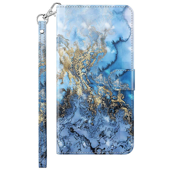 Cu clapetă pentru Oppo A17, Wallet, Marble albastru