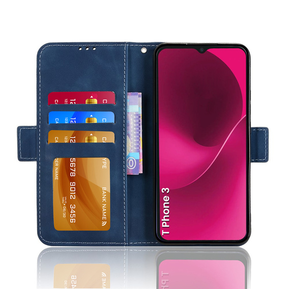 Cu clapetă pentru T Phone 3 5G, Card Slot, albastru închis