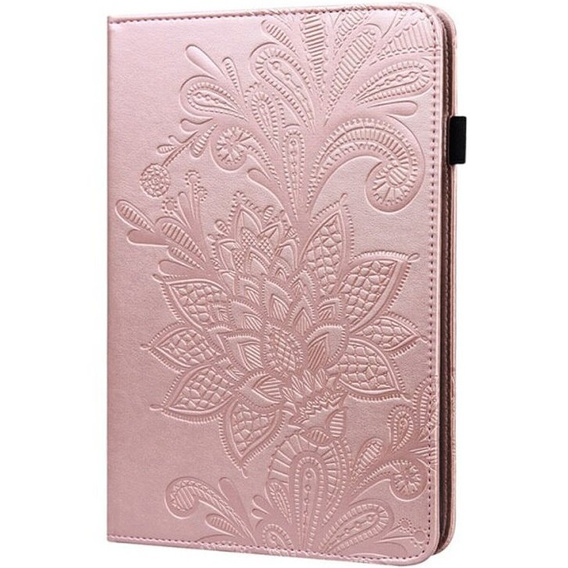 Husă cu clapetă pentru Samsung Galaxy Tab A8 10.5 SM-X200 SM-X205, flower, roz rose gold