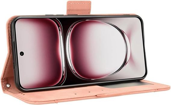 Cu clapetă pentru Oppo Reno 12 Pro, Card Slot, roz