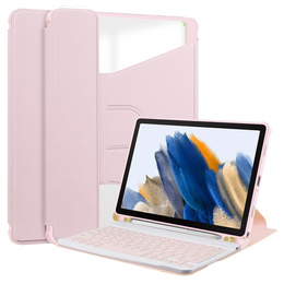 Husă pentru tastatură pentru Samsung Galaxy Tab A9+, Rotary 360° Leather, roz rose gold
