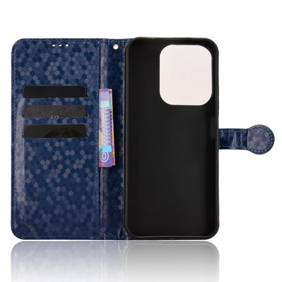 Husa cu clapetă pentru Xiaomi Redmi 15C 4G/LTE, Wallet Rhombus, albastru