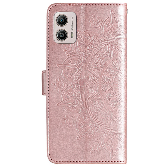 Cu clapetă pentru Motorola Moto G53 5G, Mandala Flower, roz rose gold