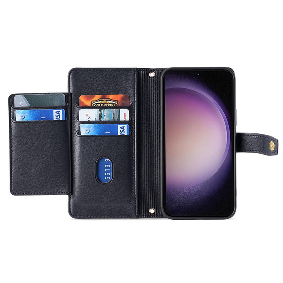 Cu clapetă pentru Samsung Galaxy A25 5G, Wallet Zipper Pocket, negru