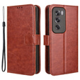 Cu clapetă pentru Oppo Reno 12, Crazy Horse Wallet, maro