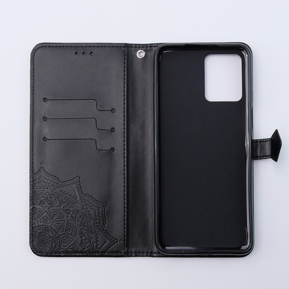 Cu clapetă pentru Motorola Moto G54 5G, Mandala, negru