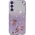 Husă pentru Samsung Galaxy S23, Glitter Flower, violet