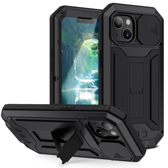 Husă pentru iPhone 13, R-JUST CamShield Slide, armată, negru