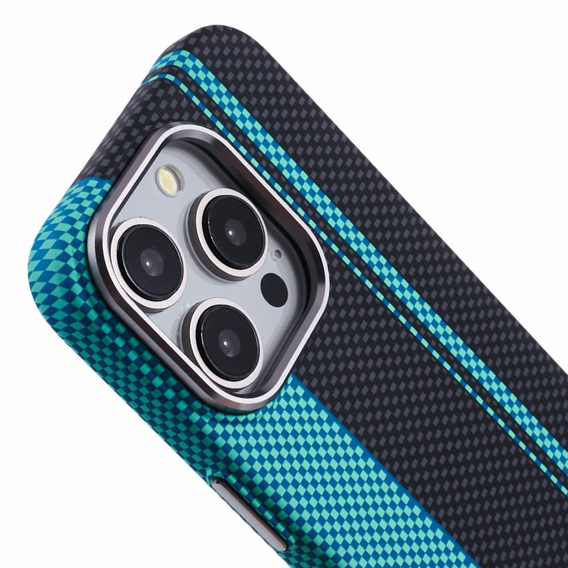 Carcasa pentru iPhone 14 Pro, Carbon Fiber MagSafe, negru / albastru