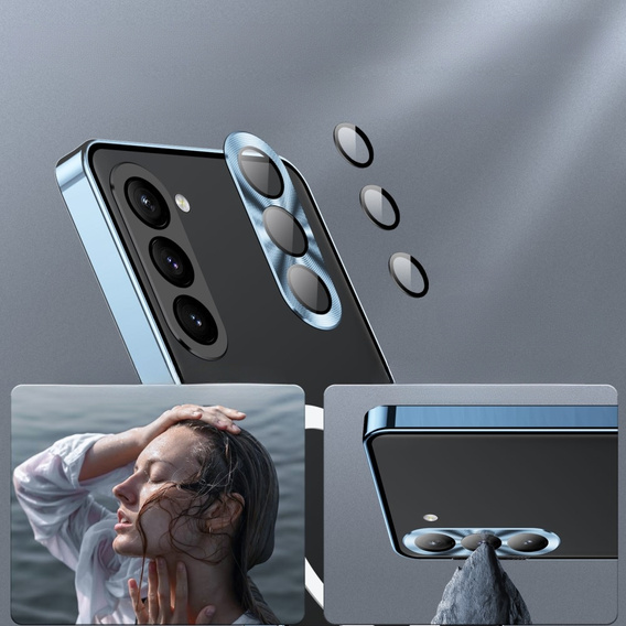 Carcasă de protecție pentru camera foto pentru Samsung Galaxy S23, CamShield MagSafe, transparent / albastru