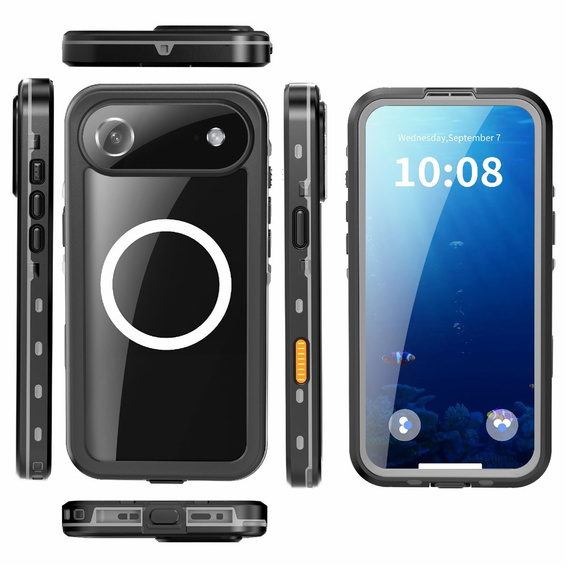 Husă pentru iPhone Air, impermeabilă IP68, SHELLBOX MagSafe, negru