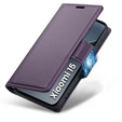 Husă pentru Xiaomi 15, ERBORD Glossy Litchi, portofel cu clapetă, violet