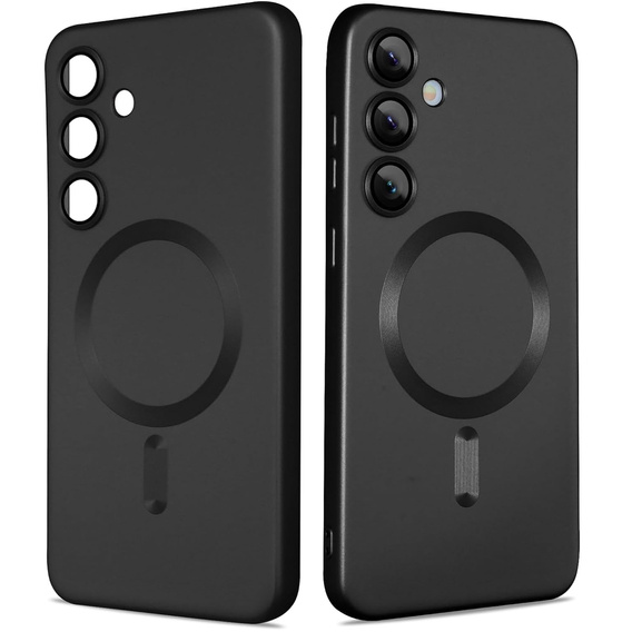 Carcasă pentru Samsung Galaxy S25+ Plus, ColorMag, pentru MagSafe, negru + sticlă călită 9H