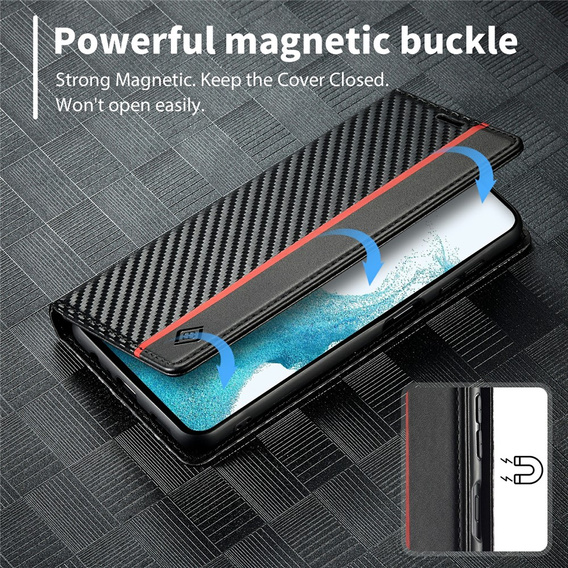 Carcasă cu clapetă pentru Samsung Galaxy S25 FE, Carbon LC.IMEEKE, negru