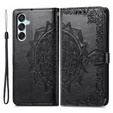 Cu clapetă pentru Samsung Galaxy M15 5G, Mandala, negru