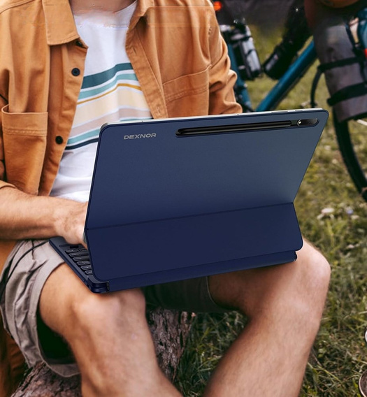 Husă tastatură pentru Samsung Galaxy Tab S10+/ S9+/ S8+/ S7+/ S7 FE, Dexnor Magnetic Keyboard Touchpad, albastru