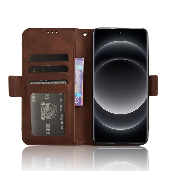 Cu clapetă pentru Xiaomi 14 Ultra, Card Slot, maro