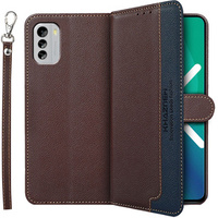 Cu clapetă pentru Nokia G60 5G, KHAZNEH RFID Case, Dual Color, maro