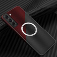Huse pentru Samsung Galaxy S23, Magsafe Slim Carbon, negru / roșu