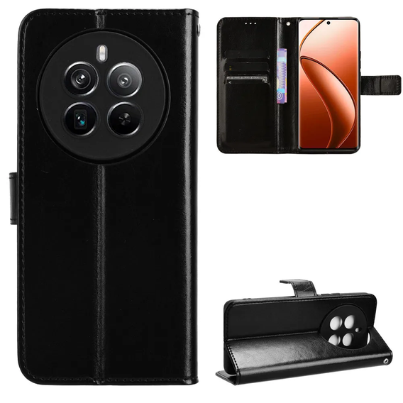 Cu clapetă pentru Realme 12 Pro 5G / 12 Pro+ 5G, Crazy Horse Wallet, negru